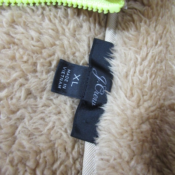 J. Crew Tan Superplush Sherpa Bright Neon 1/2 Zipper Pullover Size XL - Picture 6 of 14